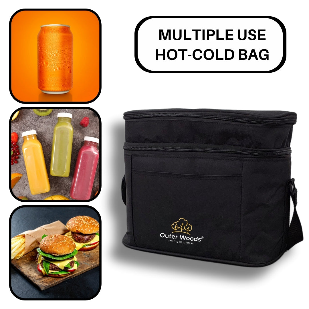 Outer Woods Insulated 6 Can Cooler Bag Dual Compartment, Fits 6 x 500ml Beer Cans & Snacks, Keeps Beer Cans Cool for up to 10 Hours, Ideal for Carrying Food, Beer, Soda, Juice and Milk
