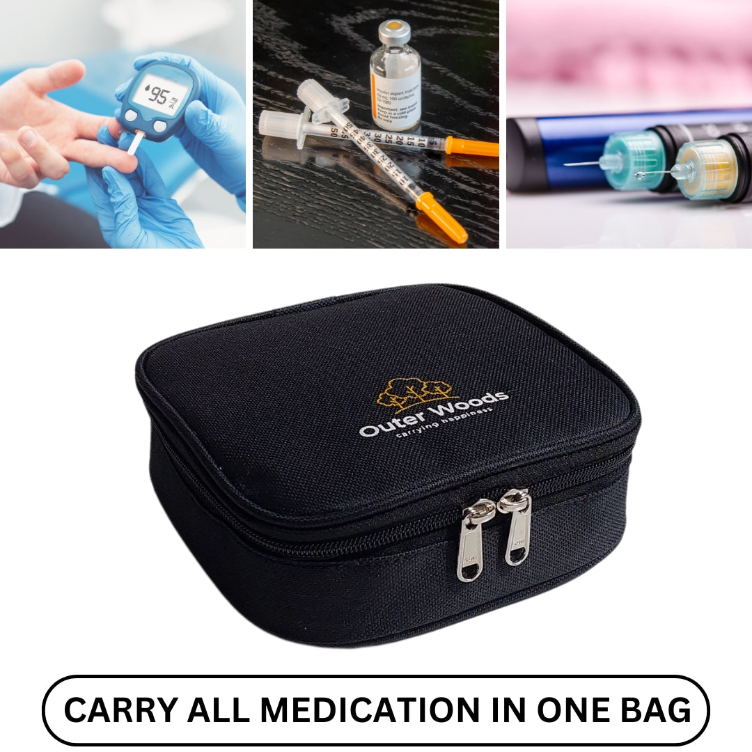 Outer Woods Nylon Insulin Cooling Travel Bag with Two Ice Gel Packs, Keeps Insulin Cool and Safe for 6 to 8 Hours, Insulin Cooler Travel Pouch