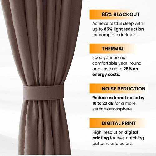 Casableu Herringbone Blackout Curtains for Bedroom & Living Room - 84 Inch Stone Color 2 Panel Set, Thermal Insulated to Reduce Heat Loss, Block Light, Save Energy, Noise Reducing Drapes