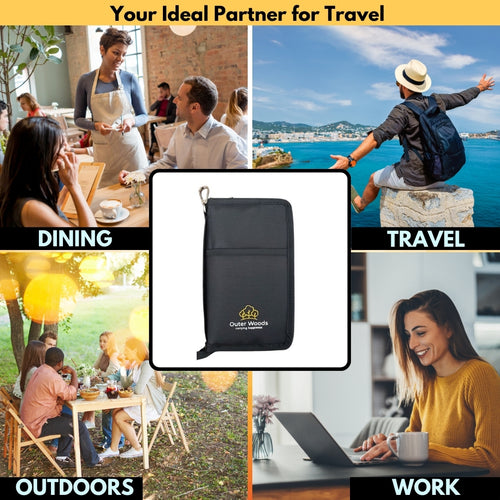 Outer Woods Nylon Insulin Cooling Wallet, Includes Two Ice Gel Packs, Black, Insulin Travel Pouch, Insulin Cooling Case