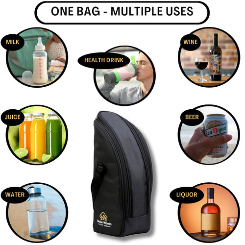 Outer Woods Insulated 1.5 Bottle Cooler Bag, with 2 Units of Ice Gel Pack, for Wine, Beer, Whisky, and All Kinds of Bottles