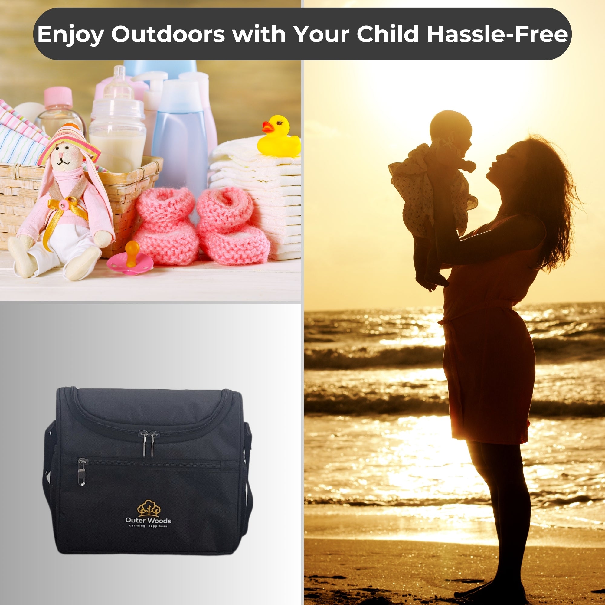 Outer Woods Insulated Breast Milk Cooler Bag with 4 Ice Gel Packs, Keeps Milk and Food Cool for 6 to 8 Hours, Thermal Insulated Baby Travel Bag