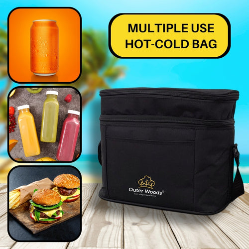Outer Woods Insulated 6 Can Cooler Bag Dual Compartment, Fits 6 x 500ml Beer Cans & Snacks, Keeps Beer Cans Cool for up to 10 Hours, Ideal for Carrying Food, Beer, Soda, Juice and Milk