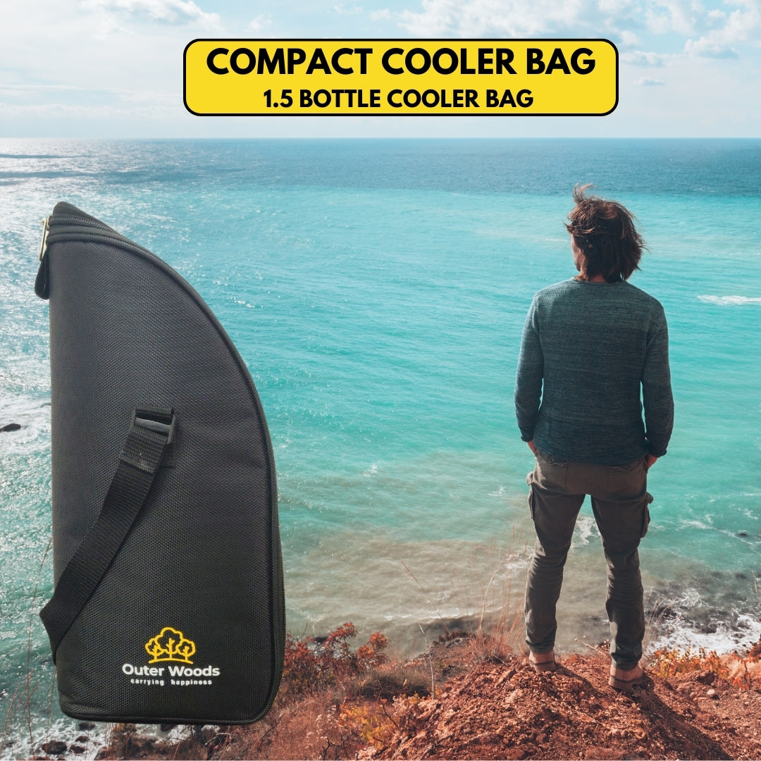 Outer Woods Insulated 1.5 Bottle Cooler Bag, with 2 Units of Ice Gel Pack, for Wine, Beer, Whisky, and All Kinds of Bottles