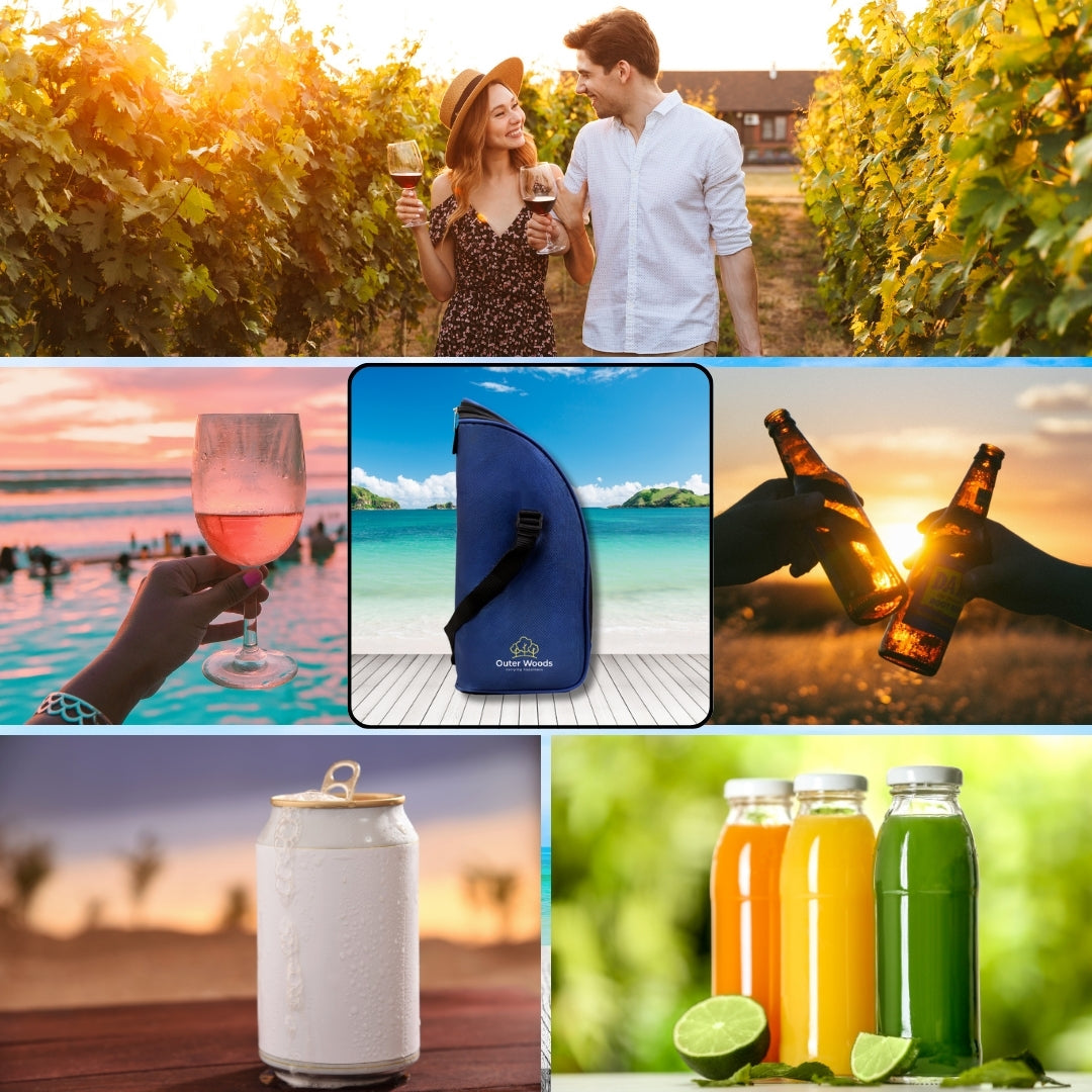 Outer Woods Insulated 1.5 Bottle Cooler Bag, with 2 Units of Ice Gel Pack, for Wine, Beer, Whisky, and All Kinds of Bottles