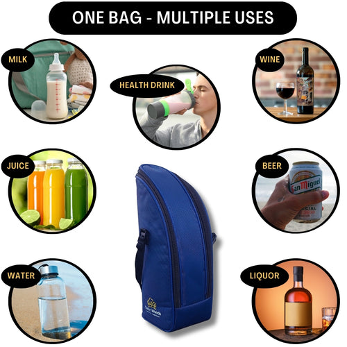 Outer Woods Insulated 1.5 Bottle Cooler Bag, with 2 Units of Ice Gel Pack, for Wine, Beer, Whisky, and All Kinds of Bottles