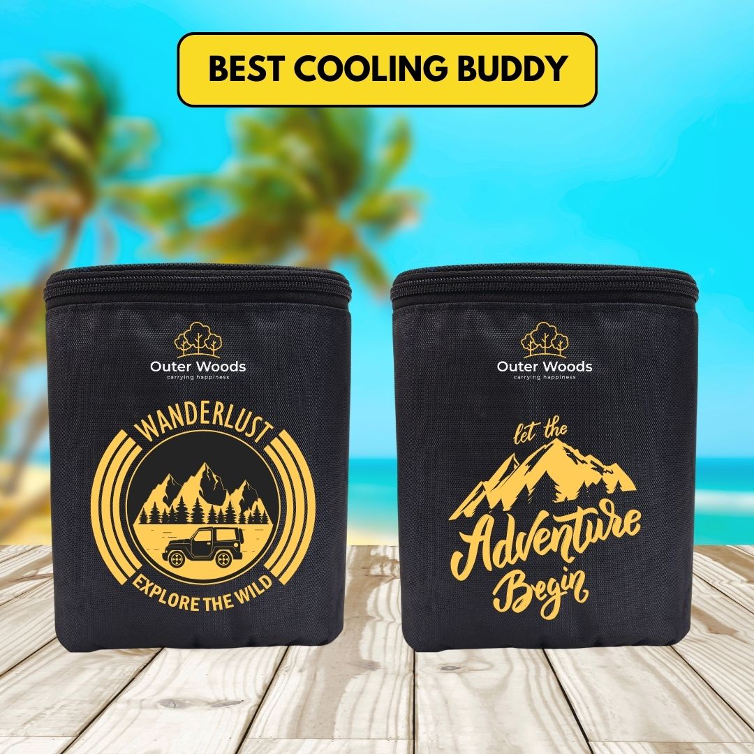 Outer Woods Insulated Beer Can Cooler Sleeve - Set of 4 | Fits 500ml Beer Can | Beer Can Cover (Coozie) with Easy Grip Band & Padded Fabric