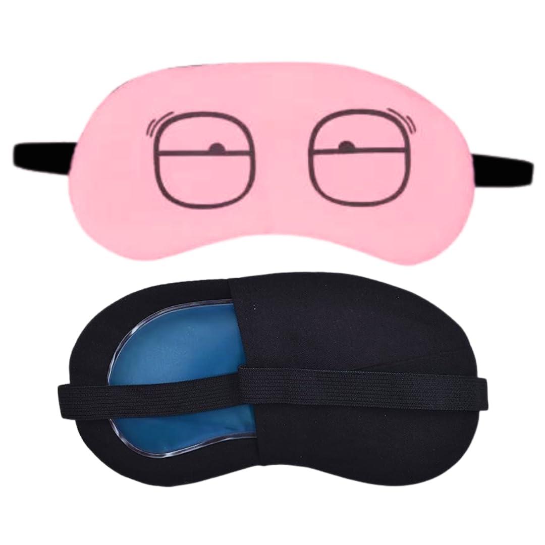 SuperGeneriX Printed Eye Mask For Sleeping Men Women With Cooling Gel For Night Deep Sleep, Dark Circles, Puffy Eye's, D