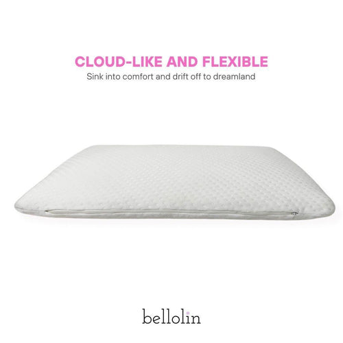 bellolin Premium Orthopedic Memory Foam Sleeping Pillow for Ultimate Comfort, Ultra Thin Shoulder & Back Pain Relief Pillow, Neck Support Pillow for Sleeping (White, Pack of 1)