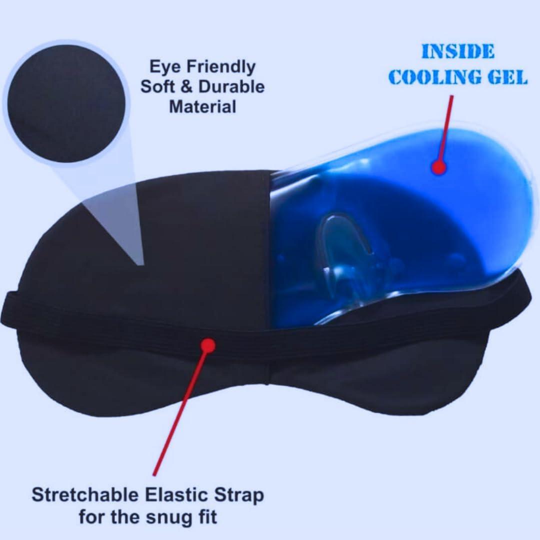 SuperGeneriX Printed Eye Mask For Sleeping Men Women With Cooling Gel For Night Deep Sleep, Dark Circles, Puffy Eye's, D