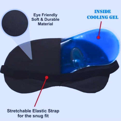 SuperGeneriX Printed Eye Mask For Sleeping Men Women With Cooling Gel For Night Deep Sleep, Dark Circles, Puffy Eye's, Dry Eyes, Wrinkle free eyes (Blue)