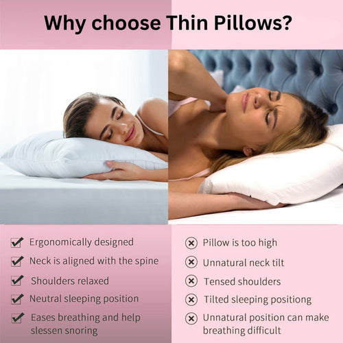 bellolin Premium Orthopedic Memory Foam Sleeping Pillow for Ultimate Comfort, Ultra Thin Shoulder & Back Pain Relief Pillow, Neck Support Pillow for Sleeping (White, Pack of 1)