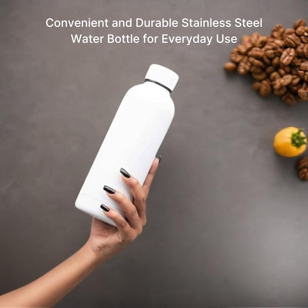 SuperGeneriX 17oz Matte Finish Stainless Steel Water Bottle | Vacuum Insulated Travel Bottle |12 hrs Hot & 18 hrs Cold| Smooth Rubber Finish Water Bottle (Black)