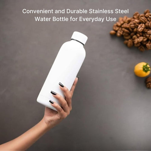 SuperGeneriX 17oz Matte Finish Stainless Steel Water Bottle | Vacuum Insulated Travel Bottle |12 hrs Hot & 18 hrs Cold| Smooth Rubber Finish Water Bottle (Black)