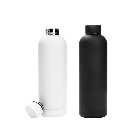 SuperGeneriX 17oz Matte Finish Stainless Steel Water Bottle | Vacuum Insulated Travel Bottle |12 hrs Hot & 18 hrs Cold| Smooth Rubber Finish Water Bottle (Black)